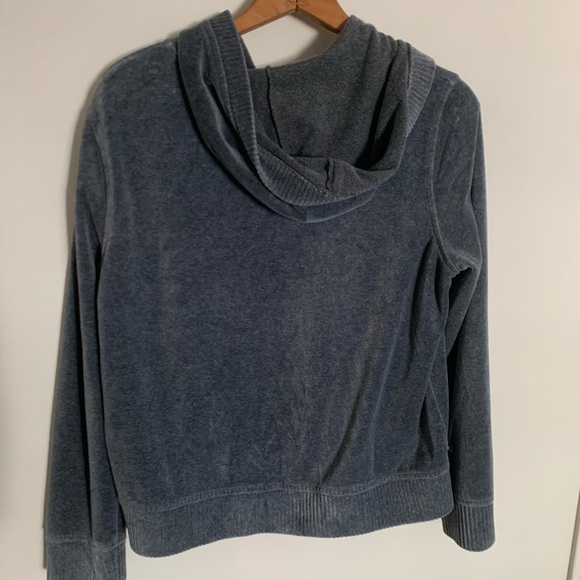Lauren Ralph Lauren Velour Cotton Dark Gray Zip Up Hoodie Size Petite Small - Picture 6 of 8